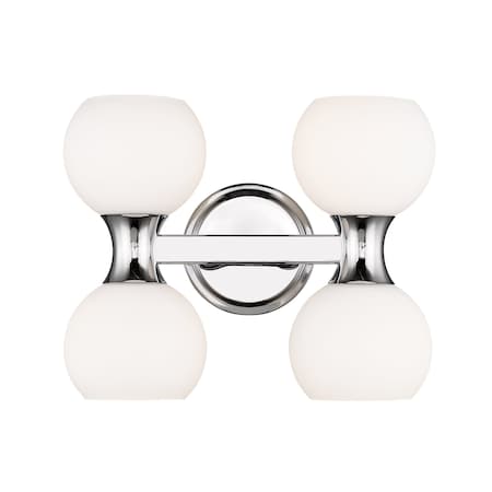 Z-Lite Artemis Vanity, 4-Light, 6.5 In.W x 13 In.L x 10.75 In.H, Chrome/Matte Opal 494-4V-CH